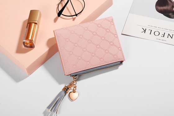 KOREAN VERSION OF THE NEW WOMEN'S SHORT WALLET SPLICING COLOR SHORT WALLET FRINGE ZIPPER MULTI CARD COIN WALLET IN STOCK