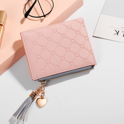 KOREAN VERSION OF THE NEW WOMEN'S SHORT WALLET SPLICING COLOR SHORT WALLET FRINGE ZIPPER MULTI CARD COIN WALLET IN STOCK