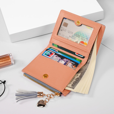 KOREAN VERSION OF THE NEW WOMEN'S SHORT WALLET SPLICING COLOR SHORT WALLET FRINGE ZIPPER MULTI CARD COIN WALLET IN STOCK