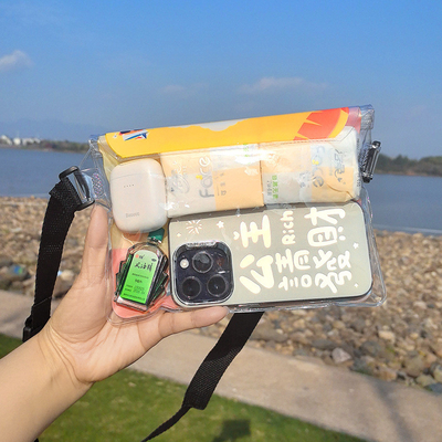 3 LAYER SEALED LARGE MOBILE PHONE WATERPROOF BAG OBLIQUE STRADDLE SWIMMING WATERPROOF FANNY PACK PVC RAFTING OUTDOOR SEA