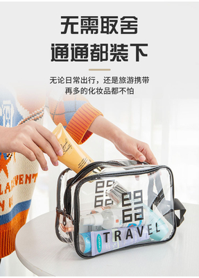 TRANSPARENT PVC STORAGE BAG PORTABLE INTERNET CELEBRITY PORTABLE WATERPROOF TOILETRY BAG COSMETICS MULTI-FUNCTIONAL LARG