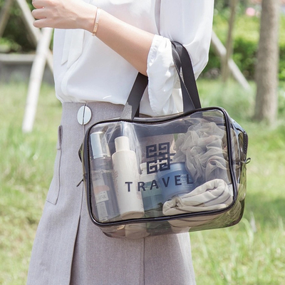 TRANSPARENT PVC STORAGE BAG PORTABLE INTERNET CELEBRITY PORTABLE WATERPROOF TOILETRY BAG COSMETICS MULTI-FUNCTIONAL LARG