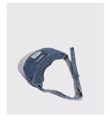 2024 CROSS-BORDER NEW UNDERARM BAG NICHE DESIGN RETRO WASH DENIM BAG SENIOR DUMPLING BAG