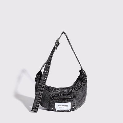 2024 CROSS-BORDER NEW UNDERARM BAG NICHE DESIGN RETRO WASH DENIM BAG SENIOR DUMPLING BAG