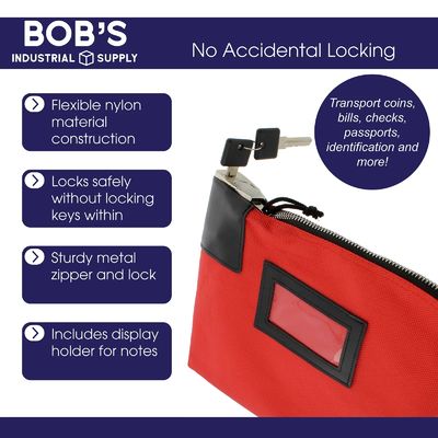 Durable Waterproof Zipper Bank Bags with Lock and Keys Large Room for Cash Coins Jewelry and Important Cards Easy to Carry Size