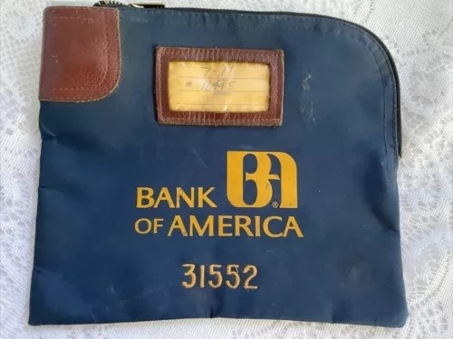 VINTAGE BANK OF AMERICA MONEY BAG LOCK BAG ID BAG BILL BAG COIN BAG BANK LOCK BAG