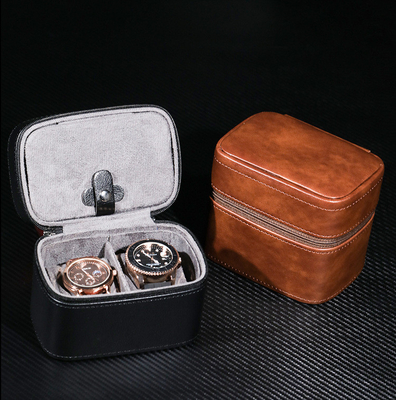 TWO WATCH COLLECTION JEWELRY BOX CROSS-BORDER STRAP STORAGE COWHIDE WATCH BOX JEWELRY BOX PORTABLE