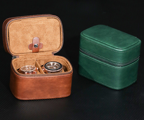 TWO WATCH COLLECTION JEWELRY BOX CROSS-BORDER STRAP STORAGE COWHIDE WATCH BOX JEWELRY BOX PORTABLE