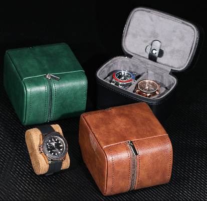 TWO WATCH COLLECTION JEWELRY BOX CROSS-BORDER STRAP STORAGE COWHIDE WATCH BOX JEWELRY BOX PORTABLE