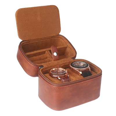 TWO WATCH COLLECTION JEWELRY BOX CROSS-BORDER STRAP STORAGE COWHIDE WATCH BOX JEWELRY BOX PORTABLE