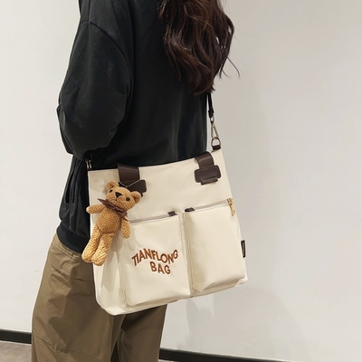 CANVAS TOTE BAG STREET FASHION LARGE CAPACITY SHOULDER BAG MEN'S AND WOMEN'S CLASS CROSSBODY BAG CLOTH BAG BAG