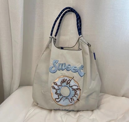 EMBROIDERED REUSABLE BAG SHOPPING BAG NYLON HAND BILL SHOULDER CROSSBODY BAG FOR WOMEN