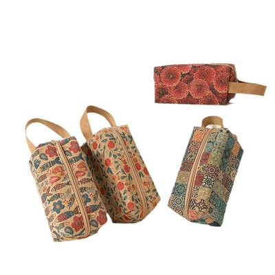VINTAGE TRUE WOOD PRINT CORK COIN PURSE BARK PRINT COIN BAG KEY SMALL SQUARE BAG NOSTALGIA BAG