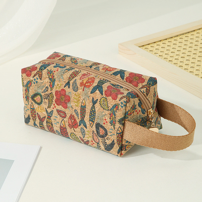 VINTAGE TRUE WOOD PRINT CORK COIN PURSE BARK PRINT COIN BAG KEY SMALL SQUARE BAG NOSTALGIA BAG