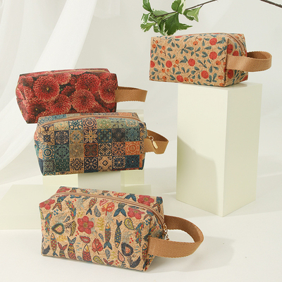 VINTAGE TRUE WOOD PRINT CORK COIN PURSE BARK PRINT COIN BAG KEY SMALL SQUARE BAG NOSTALGIA BAG