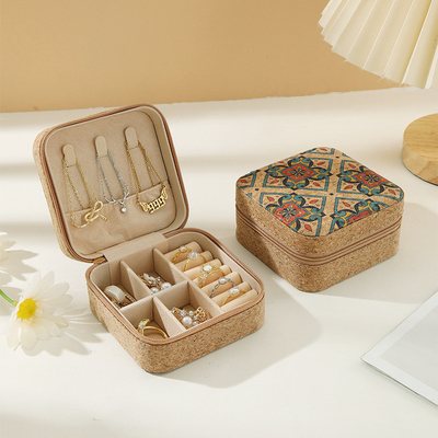 ORIGINAL PREMIUM CORK JEWELRY BOX PORTABLE TRAVEL EARRINGS RING NECKLACE STORAGE BOX