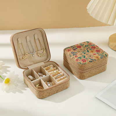 ORIGINAL PREMIUM CORK JEWELRY BOX PORTABLE TRAVEL EARRINGS RING NECKLACE STORAGE BOX