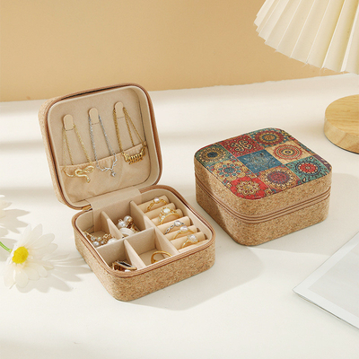 ORIGINAL PREMIUM CORK JEWELRY BOX PORTABLE TRAVEL EARRINGS RING NECKLACE STORAGE BOX