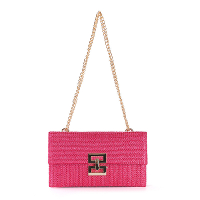 NEW HOLIDAY WIND MULTI-LAYER CHAIN CLAMSHELL LOCK STRAW BAG SHOULDER BAG CROSS-BORDER WOMEN'S BAG