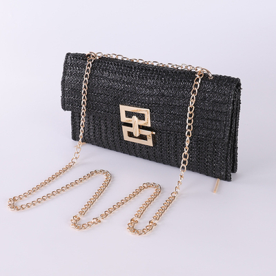 NEW HOLIDAY WIND MULTI-LAYER CHAIN CLAMSHELL LOCK STRAW BAG SHOULDER BAG CROSS-BORDER WOMEN'S BAG