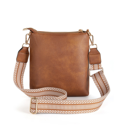 NEW DETACHABLE JACQUARD STRAP RETRO COLOR PU LEATHER CROSSBODY BAG CROSS-BORDER WOMEN'S BAG