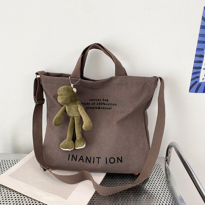 MEN'S AND WOMEN'S CROSSBODY BAG WASHED CANVAS THICKENED HANDBAG LARGE CAPACITY TREND URBAN ART STUDENT BAG