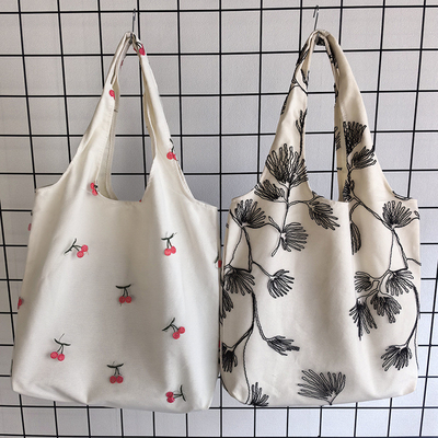 EMBROIDERY BLACK BUTTERFLY CANVAS BAG LACE FAIRY LEISURE TRAVEL FEMALE BAG ART LARGE CAPACITY HUNDRED