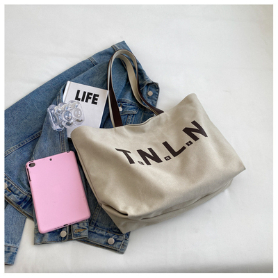 LARGE CAPACITY CANVAS HANDBAG STUDENT FASHION COMMUTER MAKEUP BAG MOMMY BAG