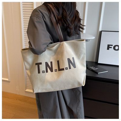 LARGE CAPACITY CANVAS HANDBAG STUDENT FASHION COMMUTER MAKEUP BAG MOMMY BAG