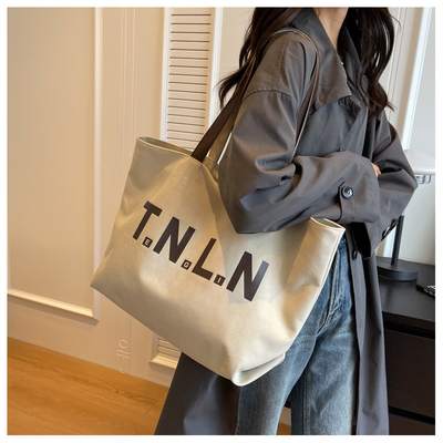 LARGE CAPACITY CANVAS HANDBAG STUDENT FASHION COMMUTER MAKEUP BAG MOMMY BAG