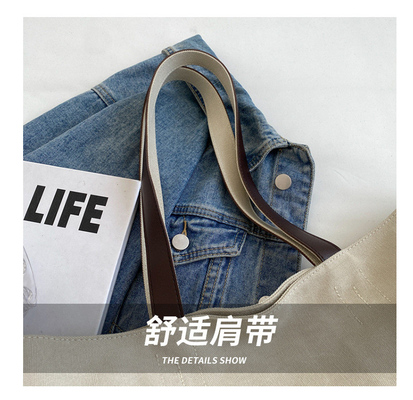 LARGE CAPACITY CANVAS HANDBAG STUDENT FASHION COMMUTER MAKEUP BAG MOMMY BAG