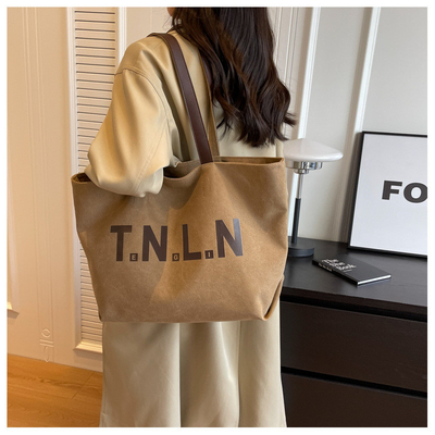 LARGE CAPACITY CANVAS HANDBAG STUDENT FASHION COMMUTER MAKEUP BAG MOMMY BAG