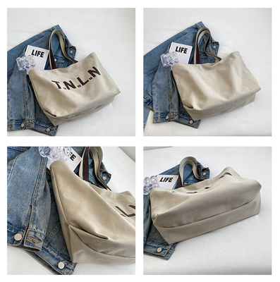 LARGE CAPACITY CANVAS HANDBAG STUDENT FASHION COMMUTER MAKEUP BAG MOMMY BAG