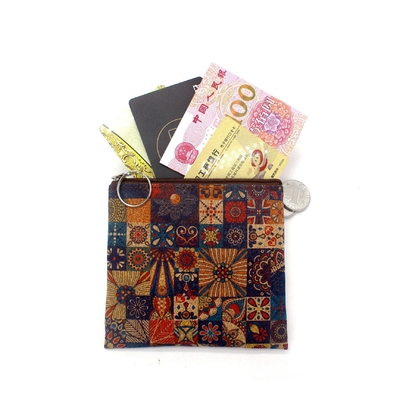 VINTAGE TRUE WOOD PRINT CORK COIN PURSE BARK PRINT COIN BAG KEY SMALL SQUARE BAG CASUAL NOSTALGIA CLUTCH BAG