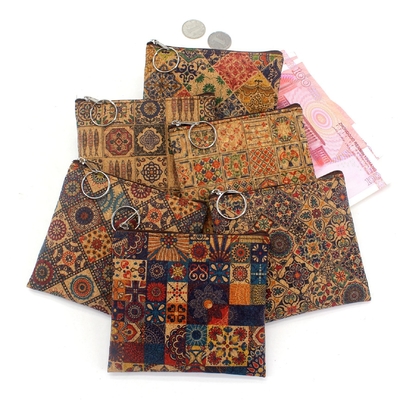 VINTAGE TRUE WOOD PRINT CORK COIN PURSE BARK PRINT COIN BAG KEY SMALL SQUARE BAG CASUAL NOSTALGIA CLUTCH BAG