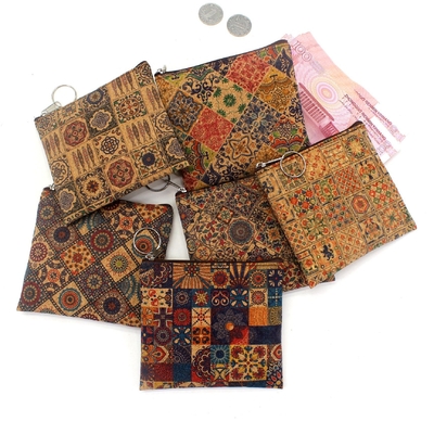 VINTAGE TRUE WOOD PRINT CORK COIN PURSE BARK PRINT COIN BAG KEY SMALL SQUARE BAG CASUAL NOSTALGIA CLUTCH BAG