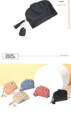 FIRST LAYER COWHIDE WOMEN'S COIN PURSE NEW ELEPHANT CREATIVE TASSEL ZIPPER BAG LEATHER KEY BAG COIN BAG