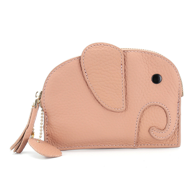 FIRST LAYER COWHIDE WOMEN'S COIN PURSE NEW ELEPHANT CREATIVE TASSEL ZIPPER BAG LEATHER KEY BAG COIN BAG