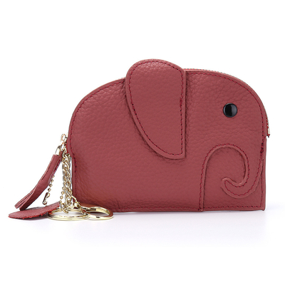 FIRST LAYER COWHIDE WOMEN'S COIN PURSE NEW ELEPHANT CREATIVE TASSEL ZIPPER BAG LEATHER KEY BAG COIN BAG