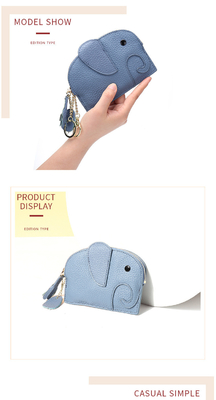 FIRST LAYER COWHIDE WOMEN'S COIN PURSE NEW ELEPHANT CREATIVE TASSEL ZIPPER BAG LEATHER KEY BAG COIN BAG
