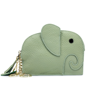 FIRST LAYER COWHIDE WOMEN'S COIN PURSE NEW ELEPHANT CREATIVE TASSEL ZIPPER BAG LEATHER KEY BAG COIN BAG