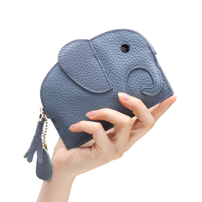 FIRST LAYER COWHIDE WOMEN'S COIN PURSE NEW ELEPHANT CREATIVE TASSEL ZIPPER BAG LEATHER KEY BAG COIN BAG