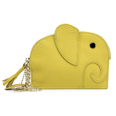 FIRST LAYER COWHIDE WOMEN'S COIN PURSE NEW ELEPHANT CREATIVE TASSEL ZIPPER BAG LEATHER KEY BAG COIN BAG