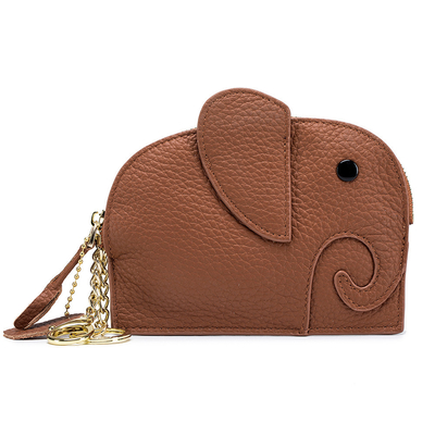 FIRST LAYER COWHIDE WOMEN'S COIN PURSE NEW ELEPHANT CREATIVE TASSEL ZIPPER BAG LEATHER KEY BAG COIN BAG