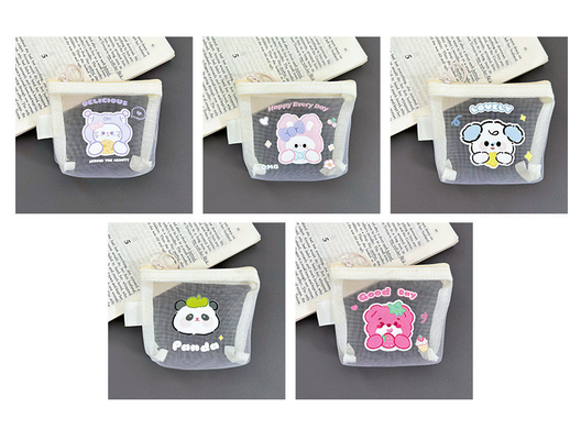 CARTOON NET COIN PURSE CUTE CHANGE STORAGE BAG TRANSPARENT PORTABLE CARD POCKET RED ENVELOPE MINI STORAGE BAG