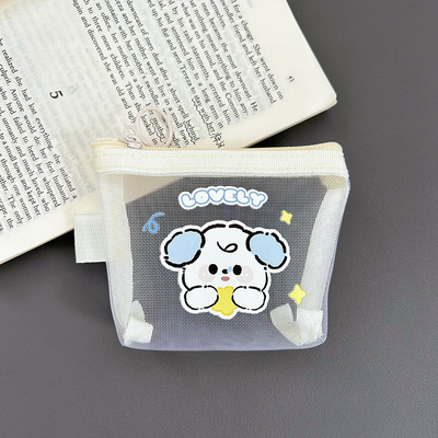 CARTOON NET COIN PURSE CUTE CHANGE STORAGE BAG TRANSPARENT PORTABLE CARD POCKET RED ENVELOPE MINI STORAGE BAG