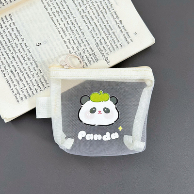 CARTOON NET COIN PURSE CUTE CHANGE STORAGE BAG TRANSPARENT PORTABLE CARD POCKET RED ENVELOPE MINI STORAGE BAG