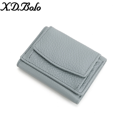 ANTI-THEFT BRUSH WOMEN'S LEATHER WALLET SHORT CARD BAG THREE FOLD SMALL WALLET RFID MINI COWHIDE COIN WALLET CROSS-BORDE