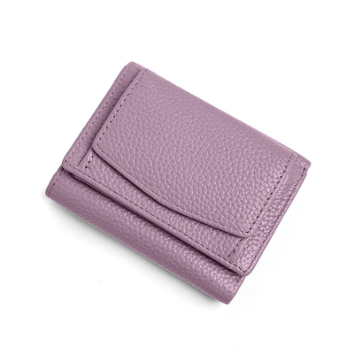 ANTI-THEFT BRUSH WOMEN'S LEATHER WALLET SHORT CARD BAG THREE FOLD SMALL WALLET RFID MINI COWHIDE COIN WALLET CROSS-BORDE