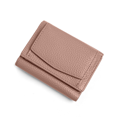 ANTI-THEFT BRUSH WOMEN'S LEATHER WALLET SHORT CARD BAG THREE FOLD SMALL WALLET RFID MINI COWHIDE COIN WALLET CROSS-BORDE